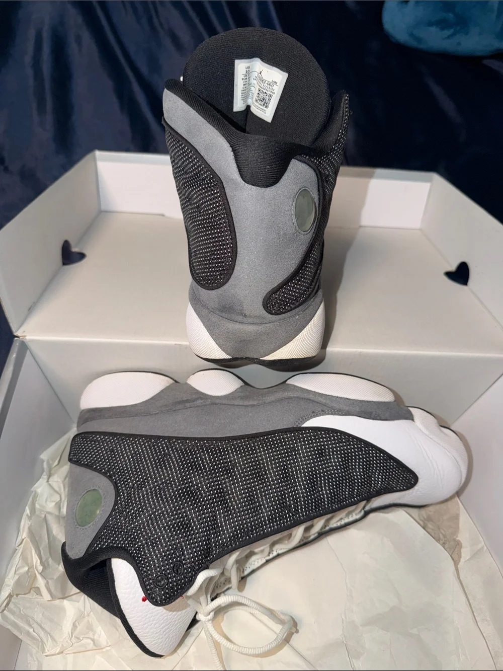 Jordan Men's Retro 13’s Athletic Sneakers - White/Black/Gray with Red Jumpman